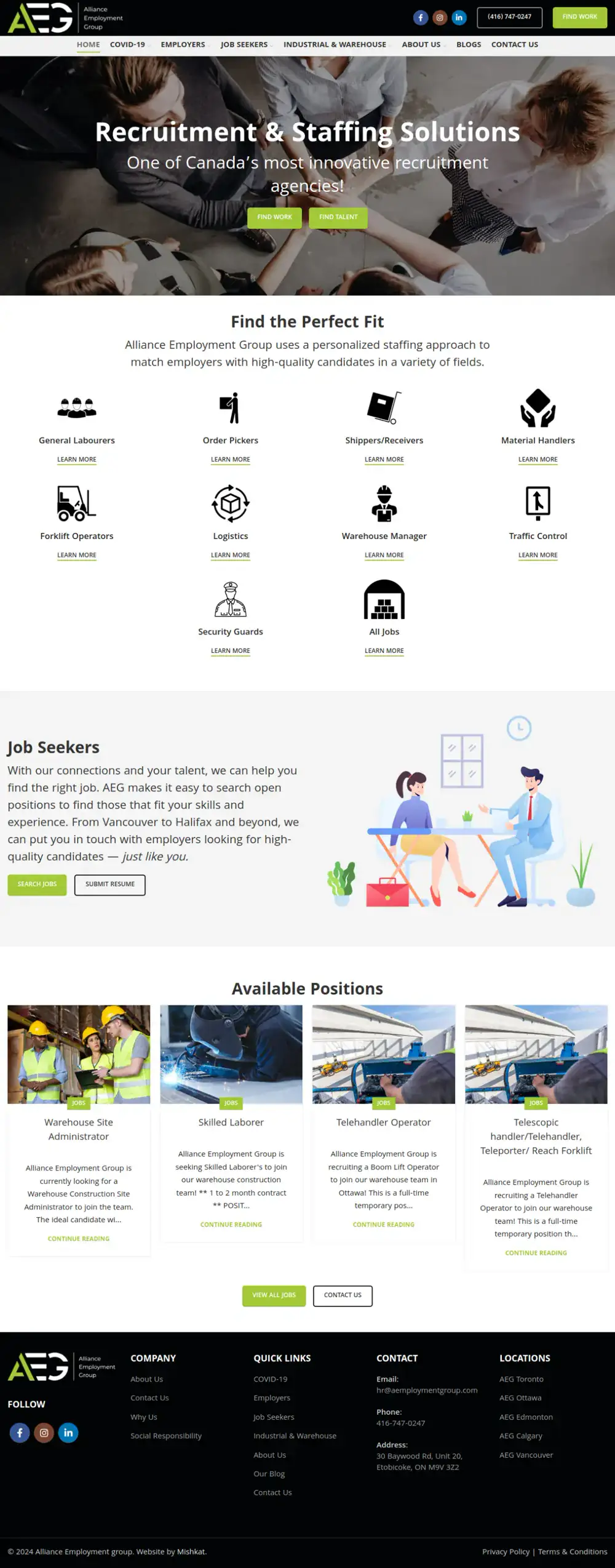 A Employment Group homepage preview