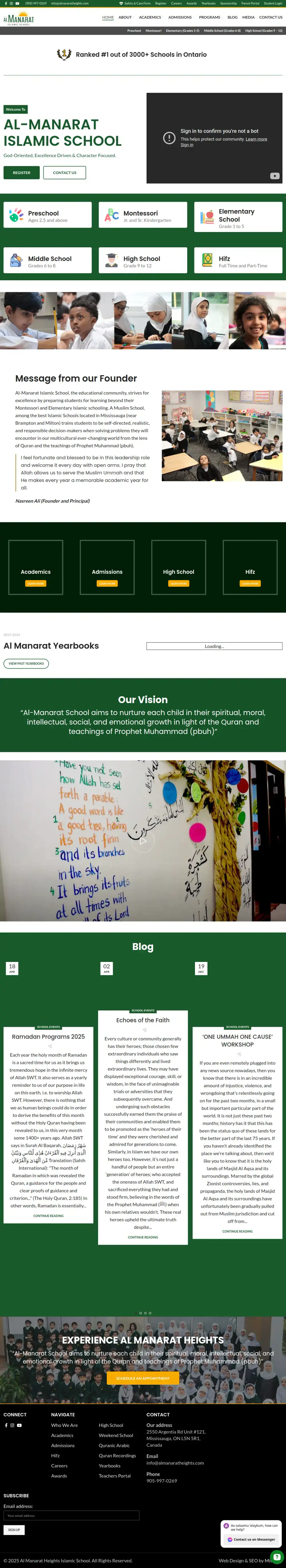 Al Manarat Heights Islamic School homepage preview