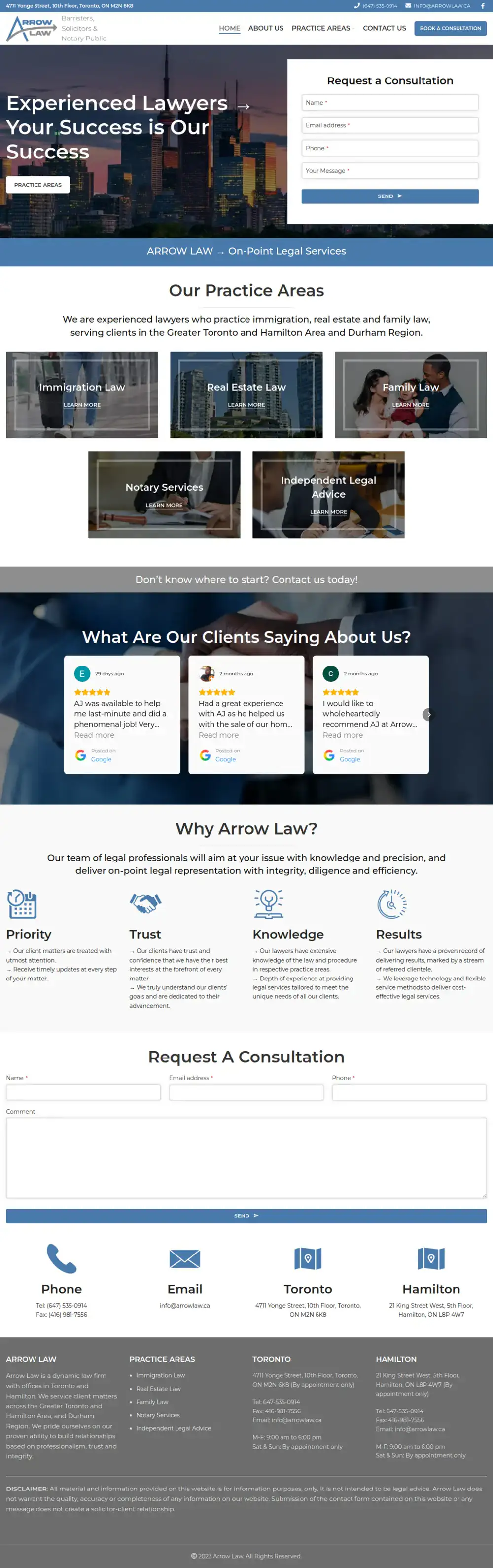 Arrow Law homepage preview
