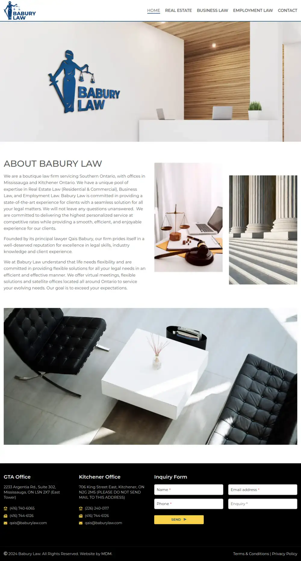 Babury Law homepage preview