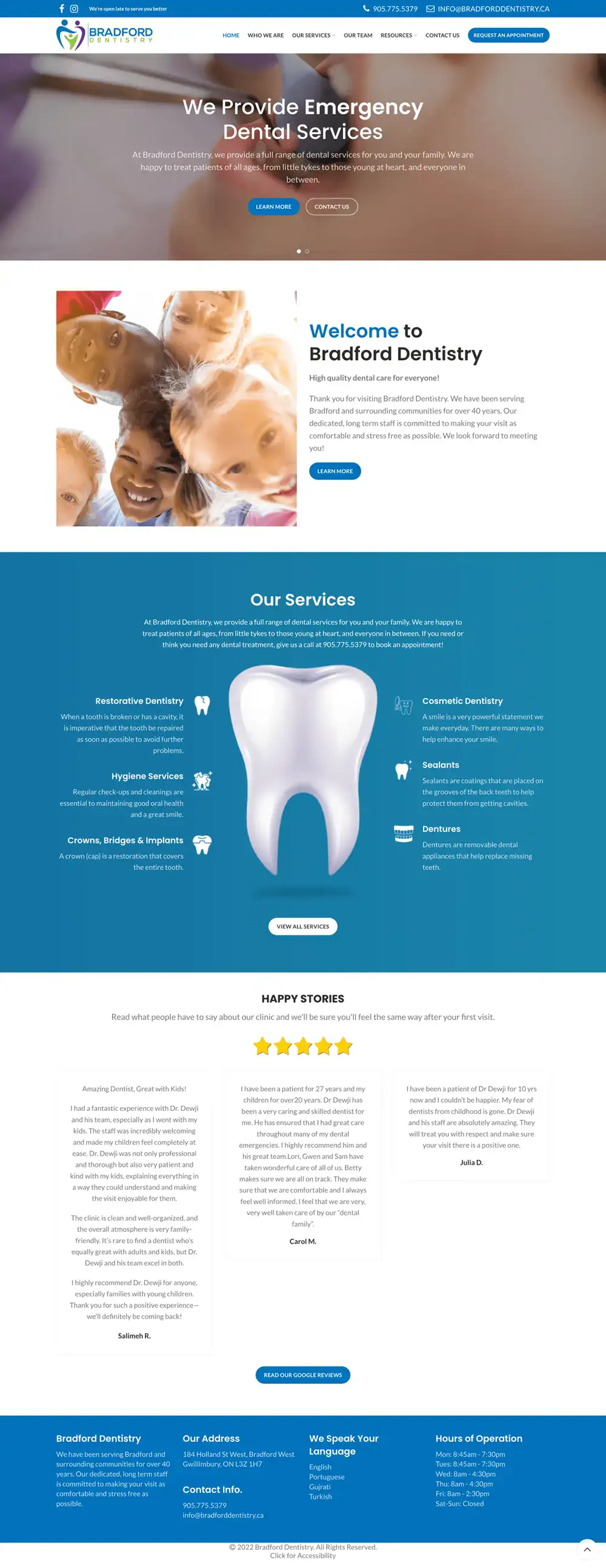Bradford Dentistry homepage preview