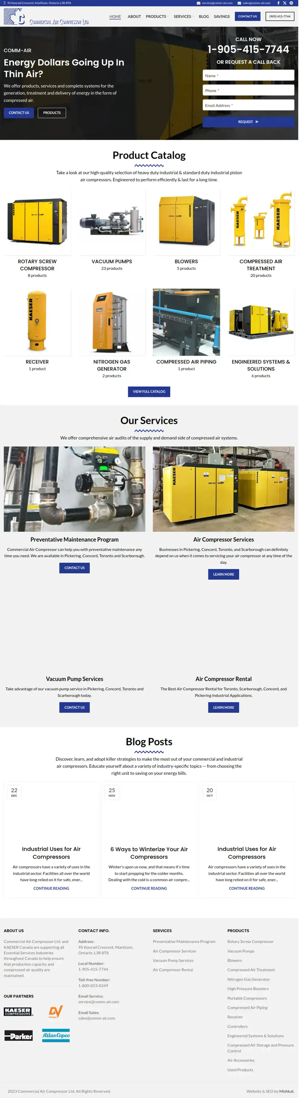 Commercial Air Compressor Ltd. homepage preview