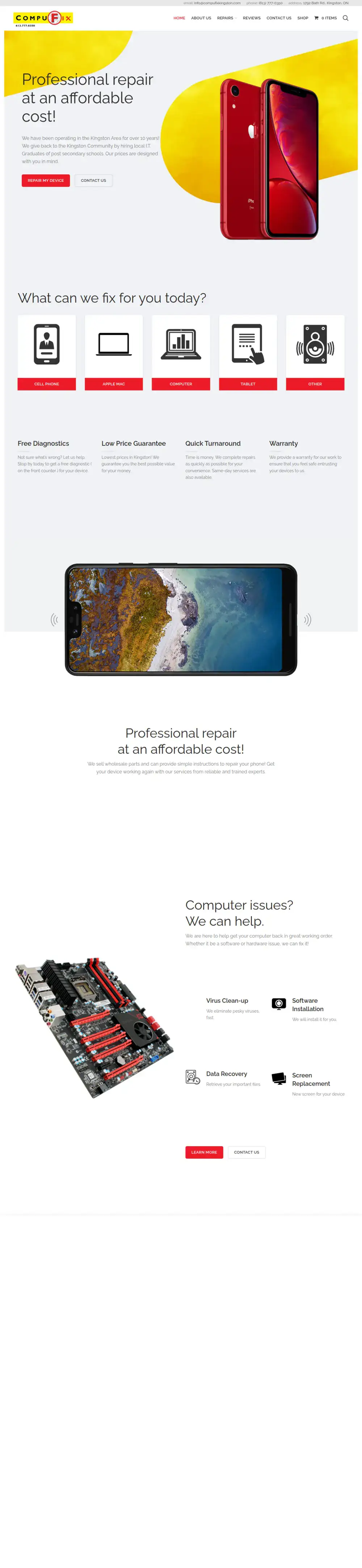 CompuFix Kingston homepage preview
