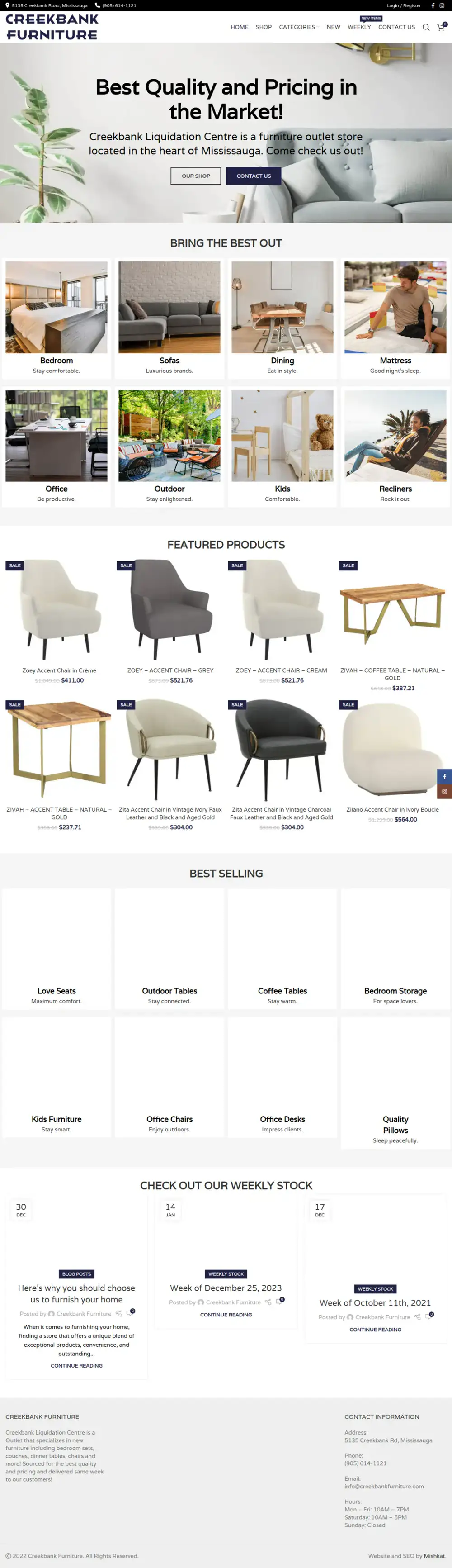 Creekbank Furniture homepage preview