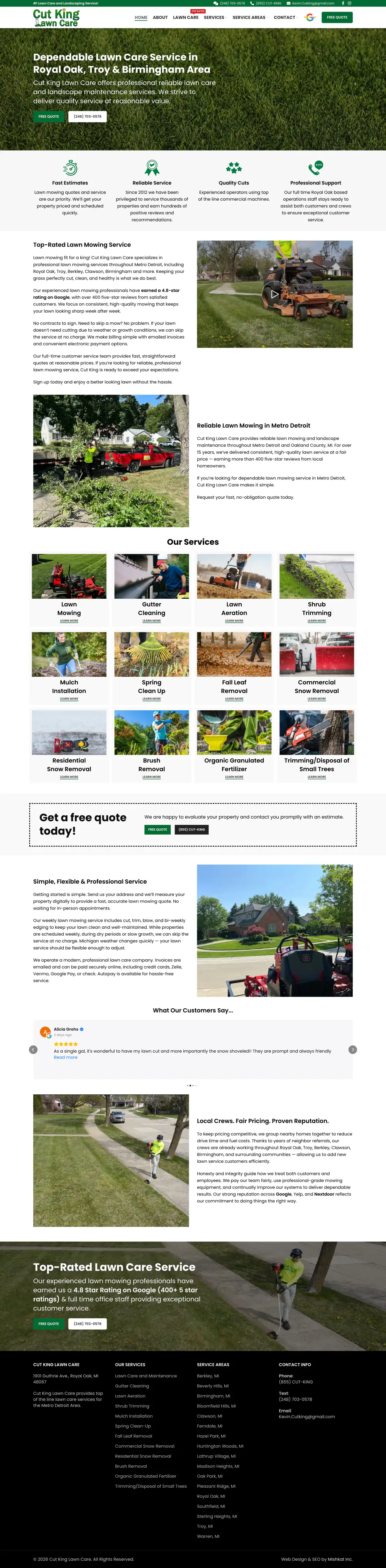 Cut King Lawn Care homepage preview