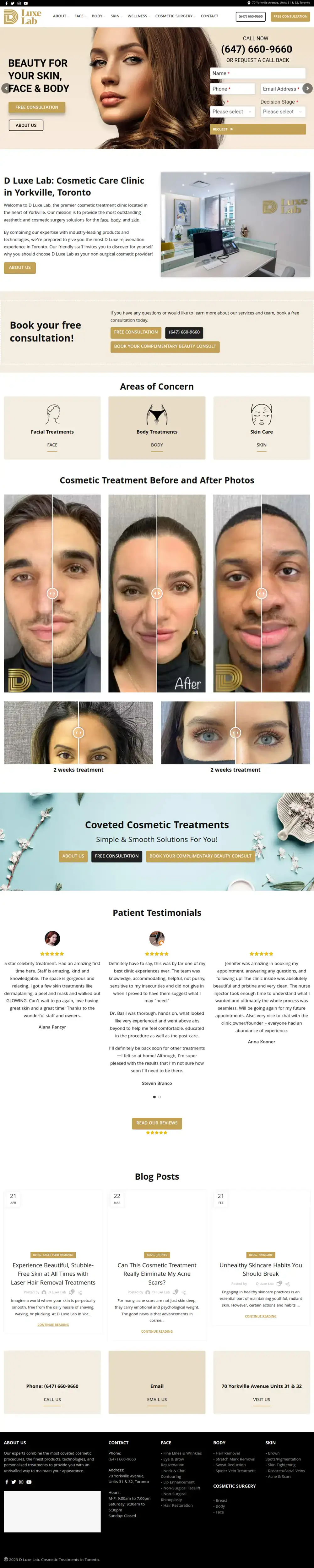 D Luxe Lab homepage preview