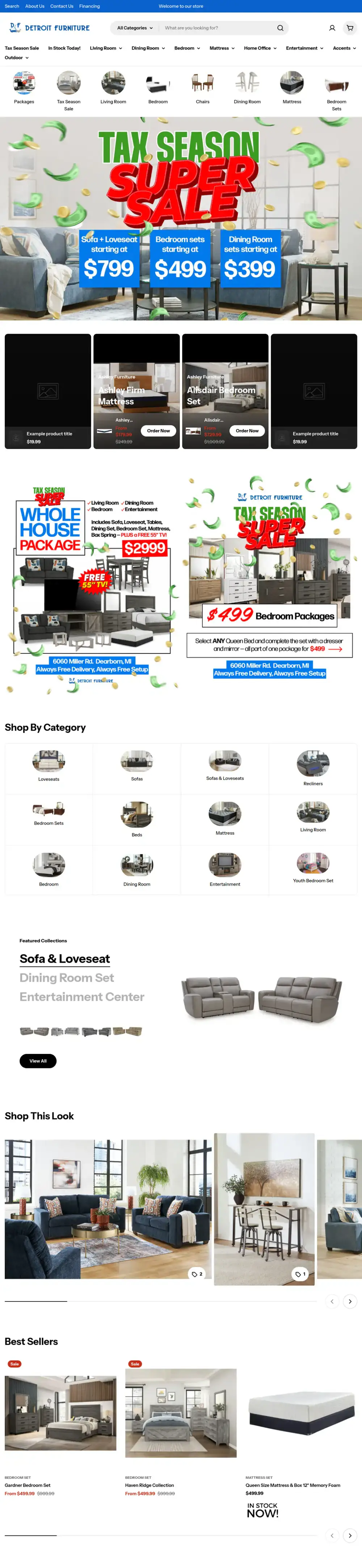 Detroit Furniture homepage preview