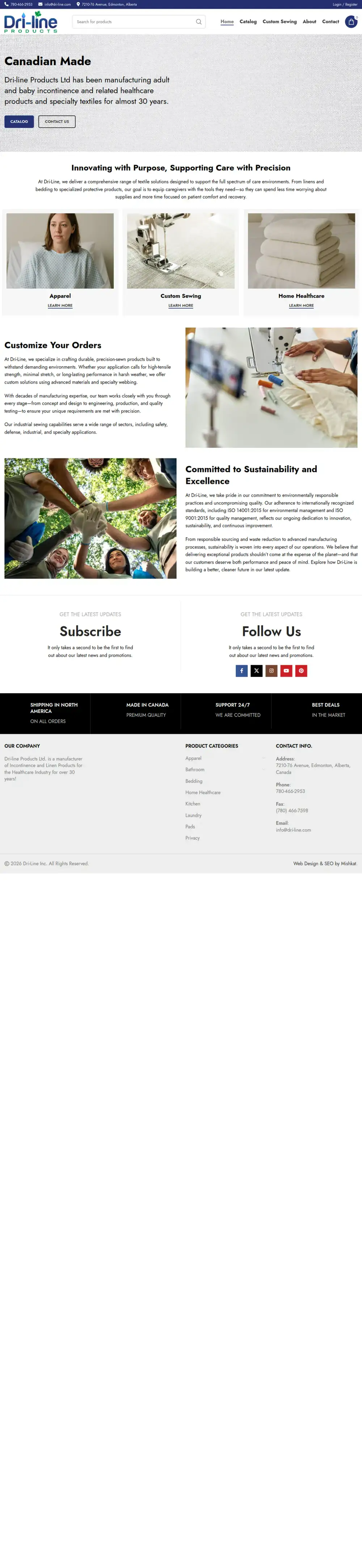 Dri-line Products homepage preview