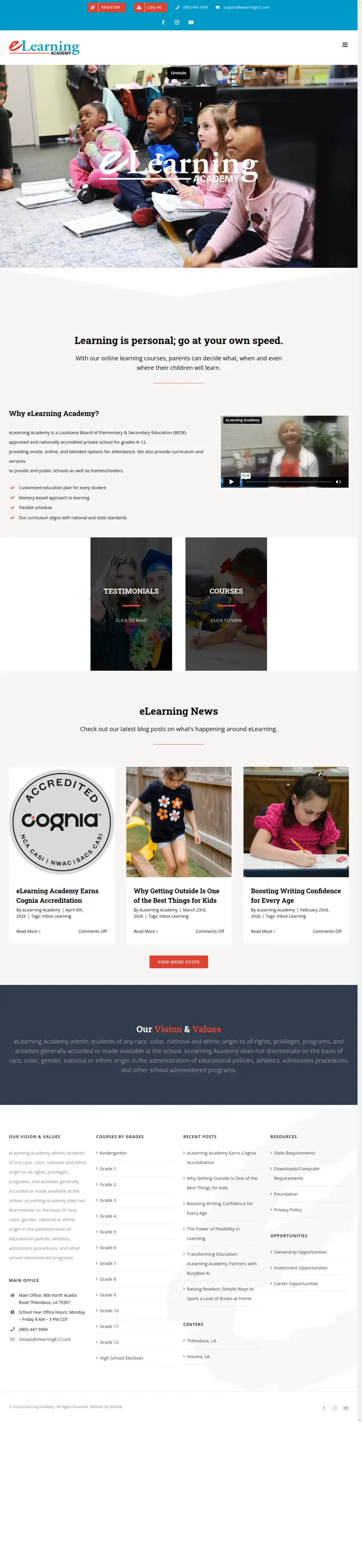 eLearning Academy K12 homepage preview