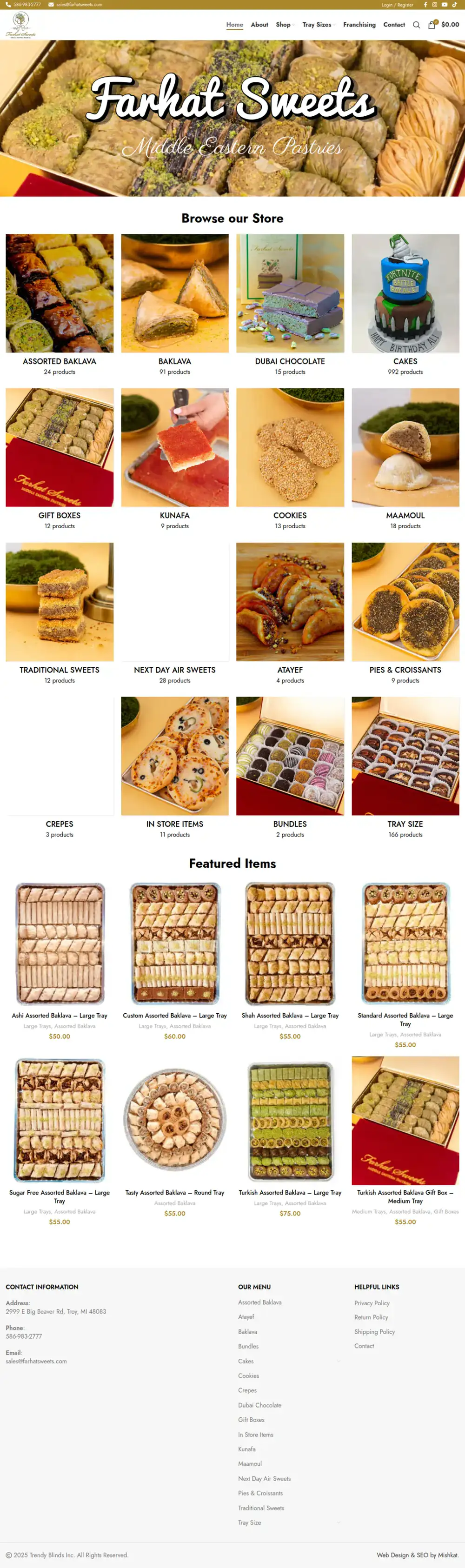 Farhat Sweets homepage preview