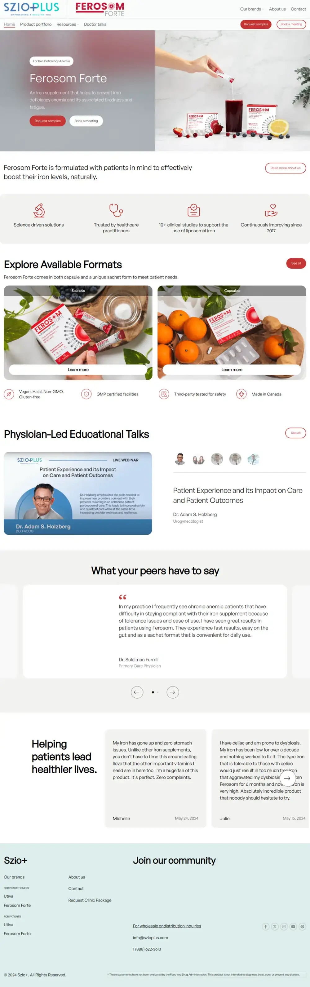 Ferosom Forte homepage preview