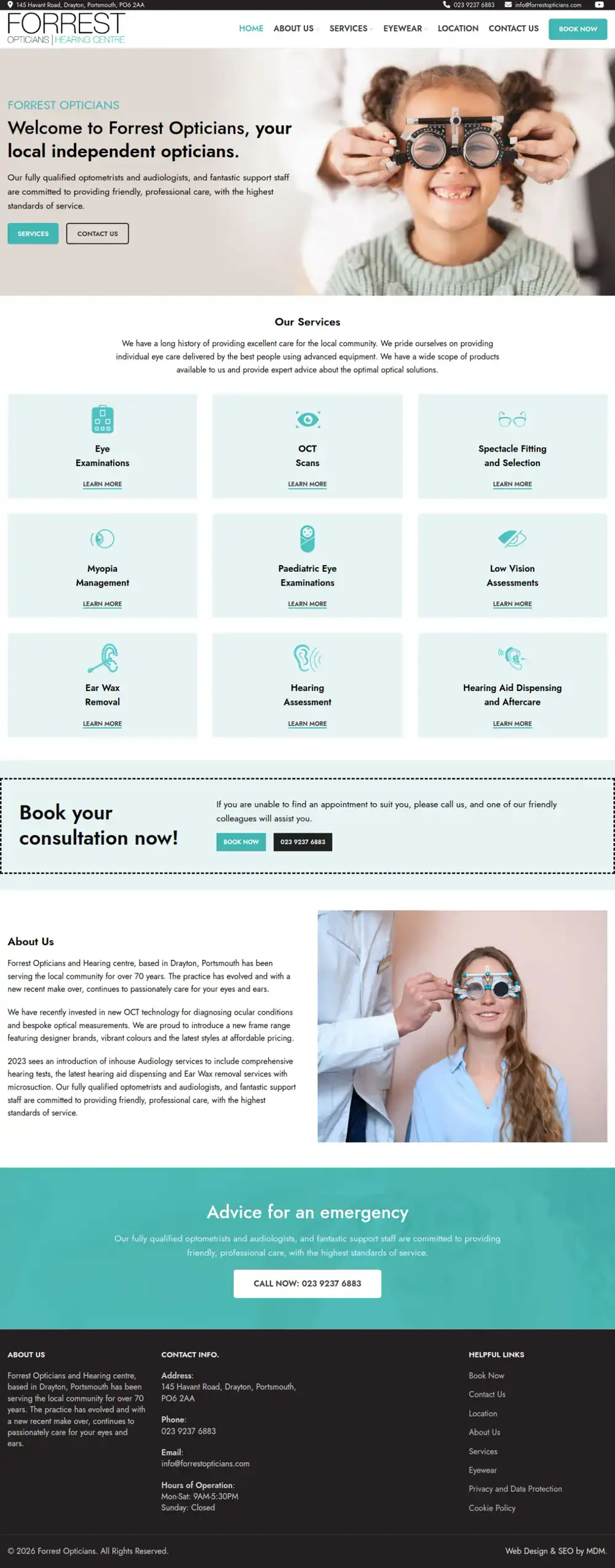 Forrest Opticians homepage preview