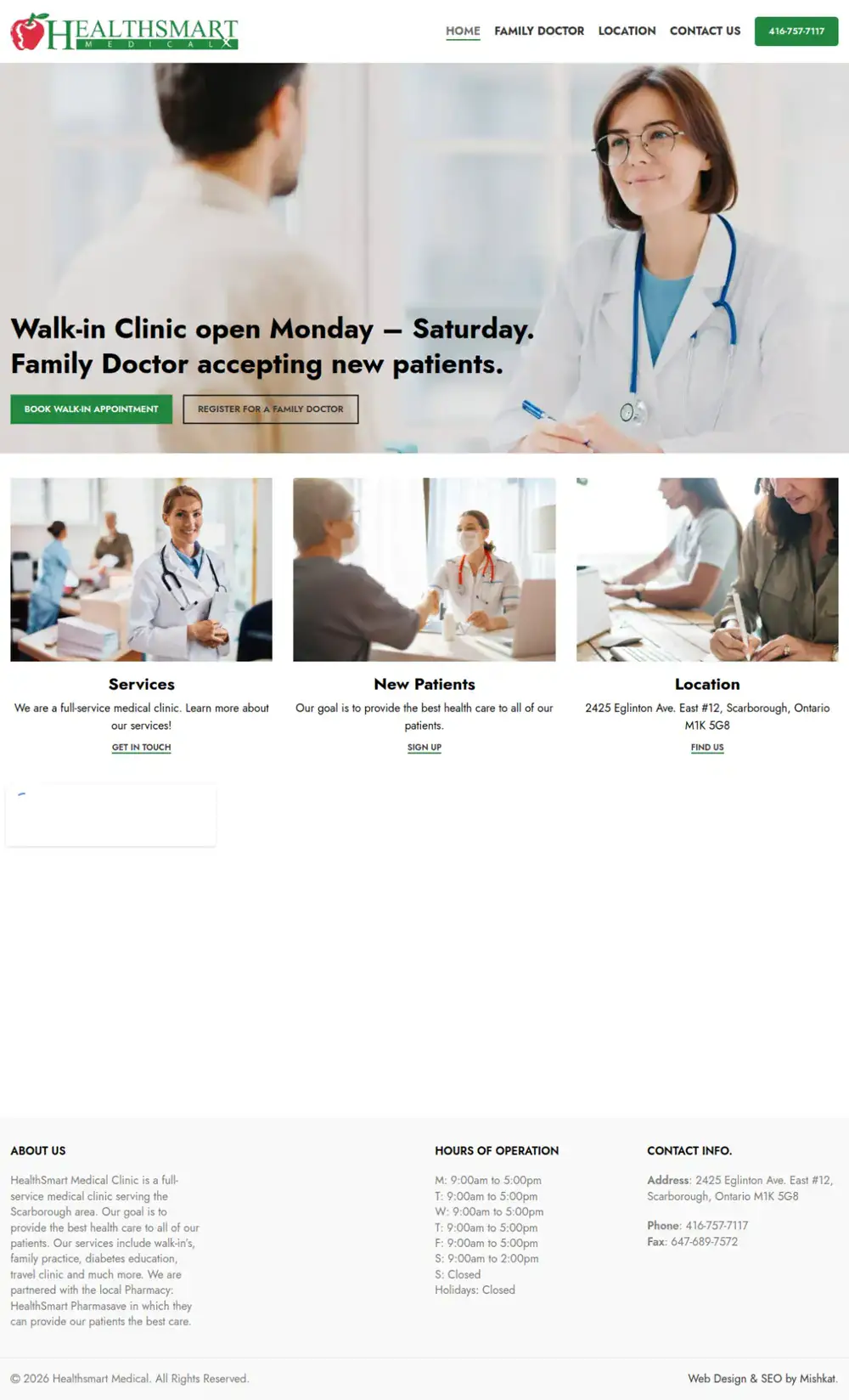 Health Smart Medical Clinic homepage preview