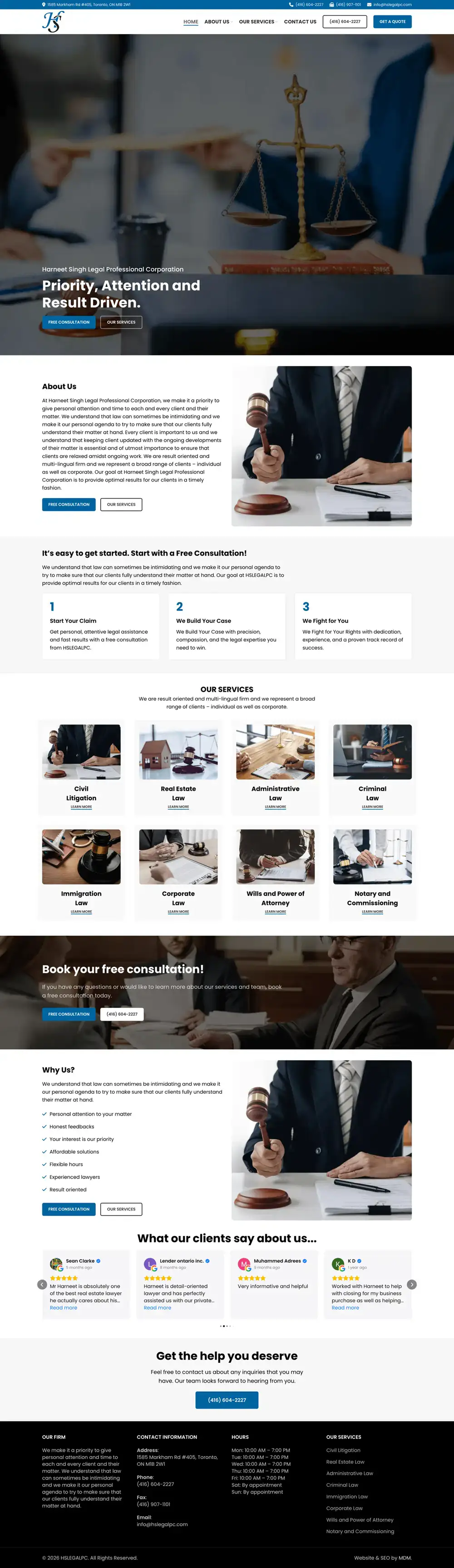 HS Legal PC homepage preview
