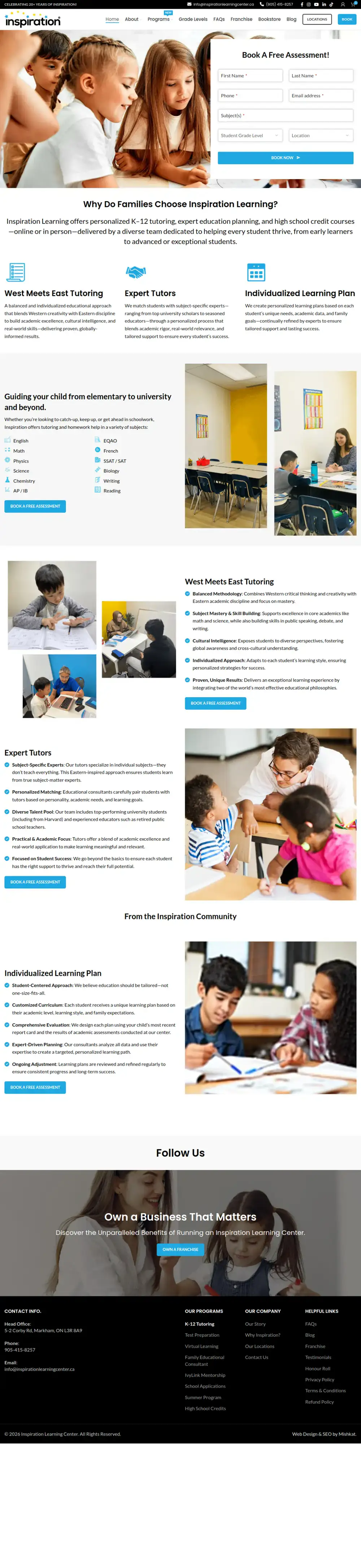Inspiration Learning Center homepage preview