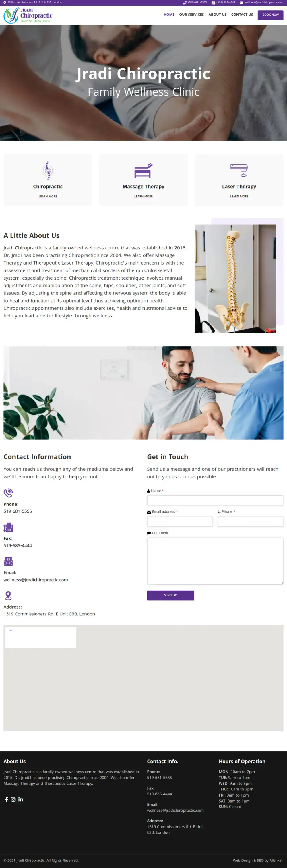 Jradi Chiropractic homepage preview