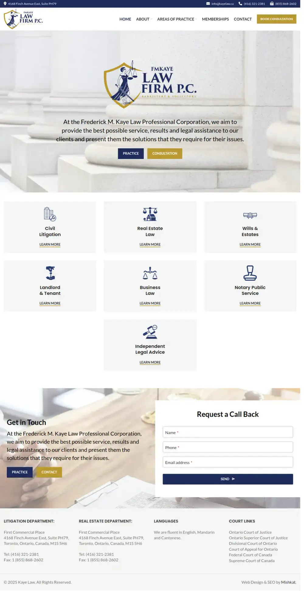 Frederick M. Kaye Law Firm homepage preview