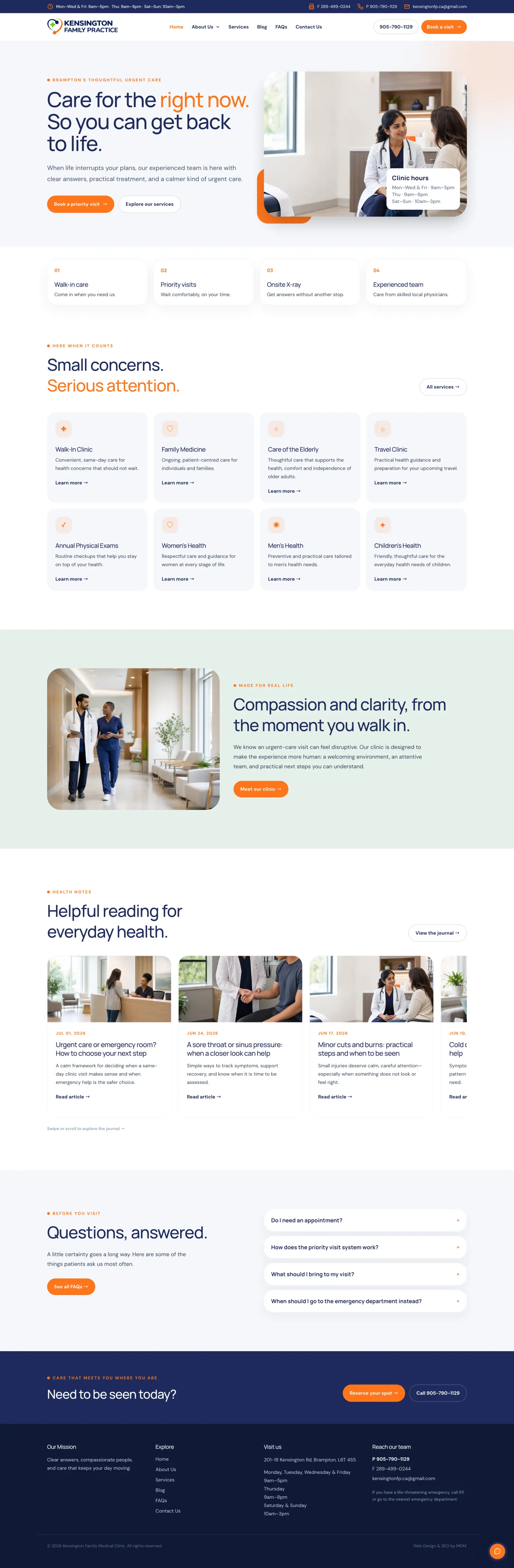 Kensington Family Practice homepage preview