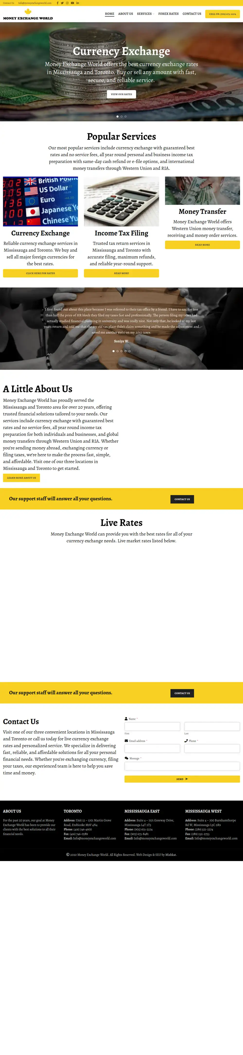 Money Exchange World homepage preview
