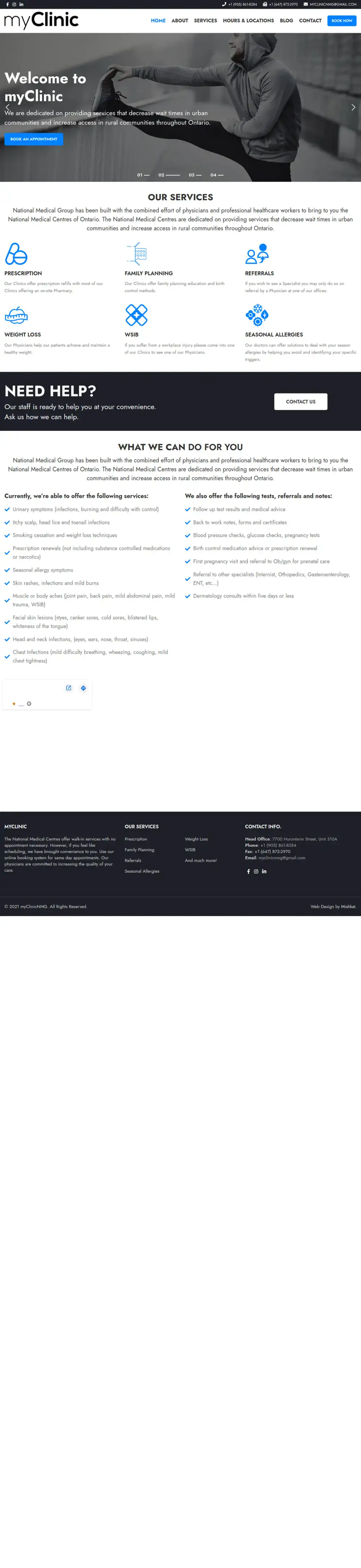 myClinic homepage preview