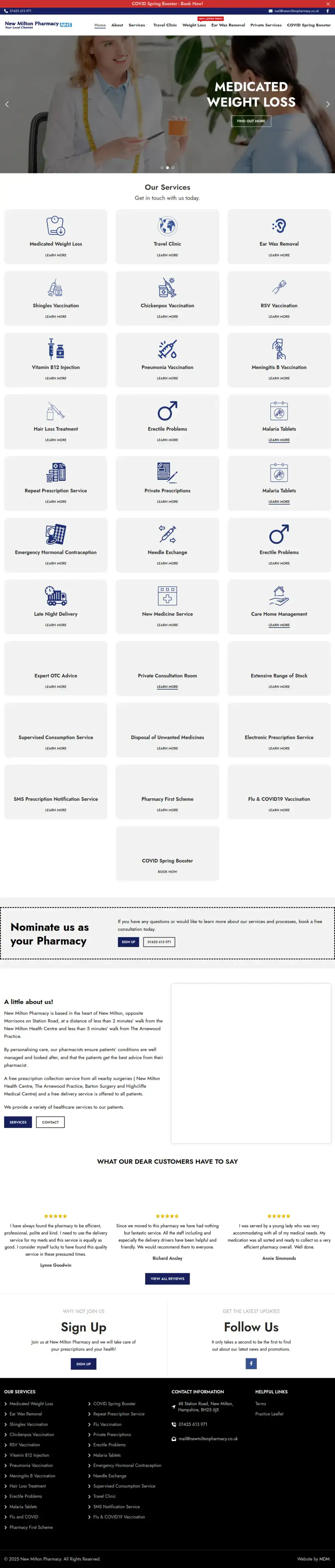 New Milton Pharmacy homepage preview
