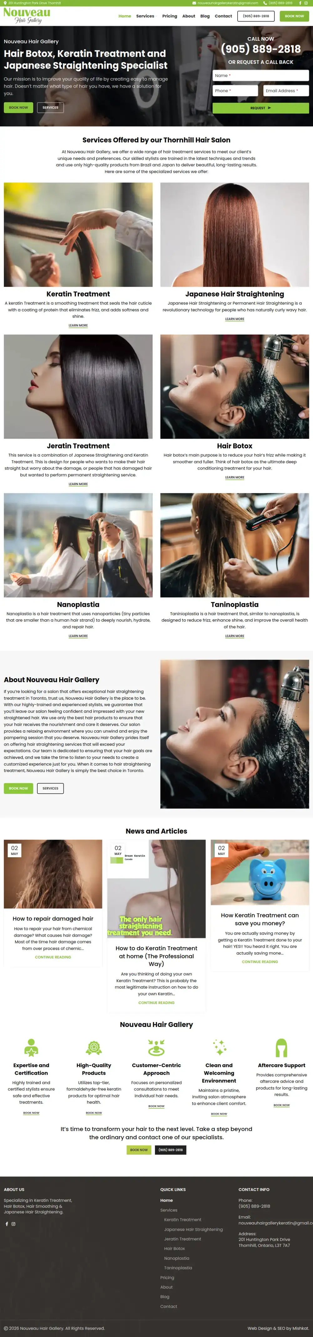 Nouveau Hair Gallery homepage preview