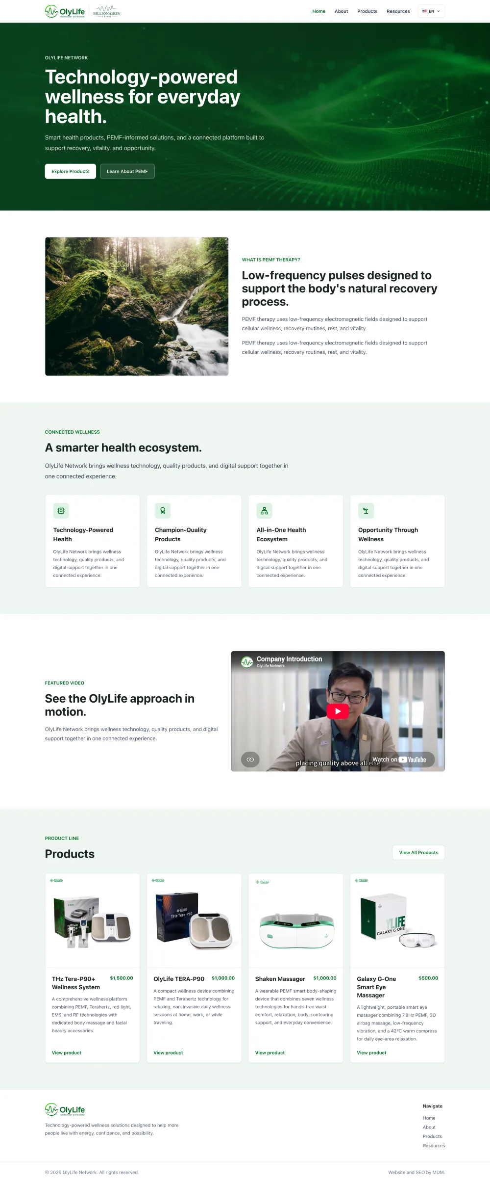 Oly Life Network homepage preview