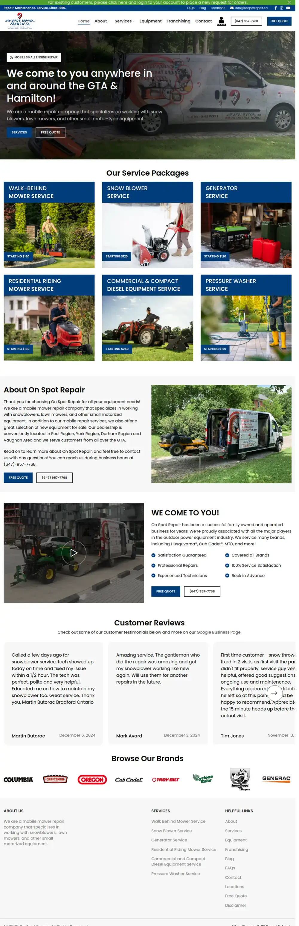 On Spot Repair homepage preview