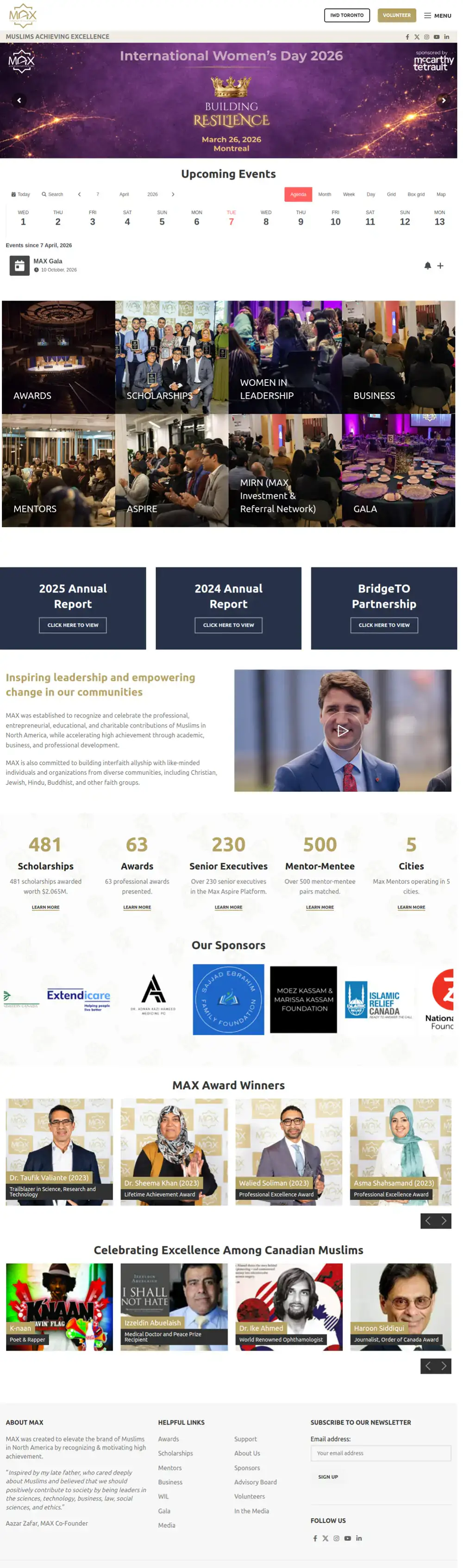 One MAX homepage preview