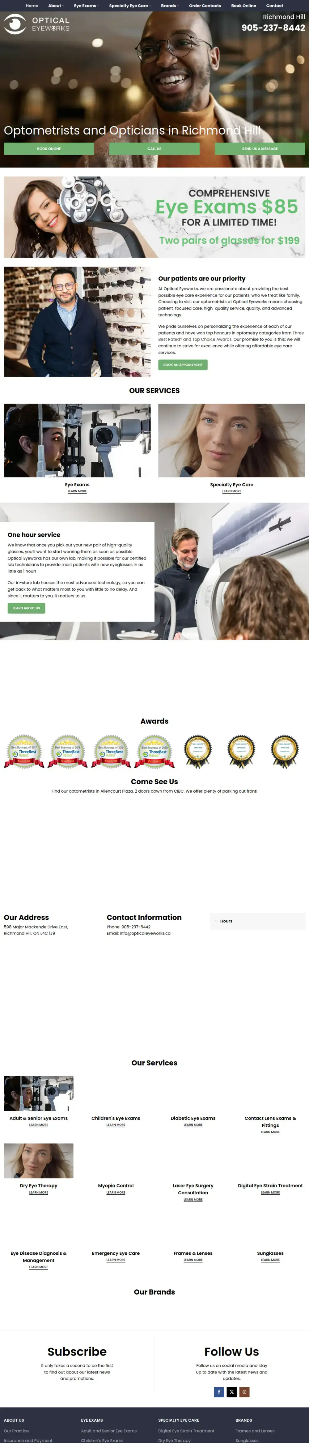 Optical Eyeworks homepage preview