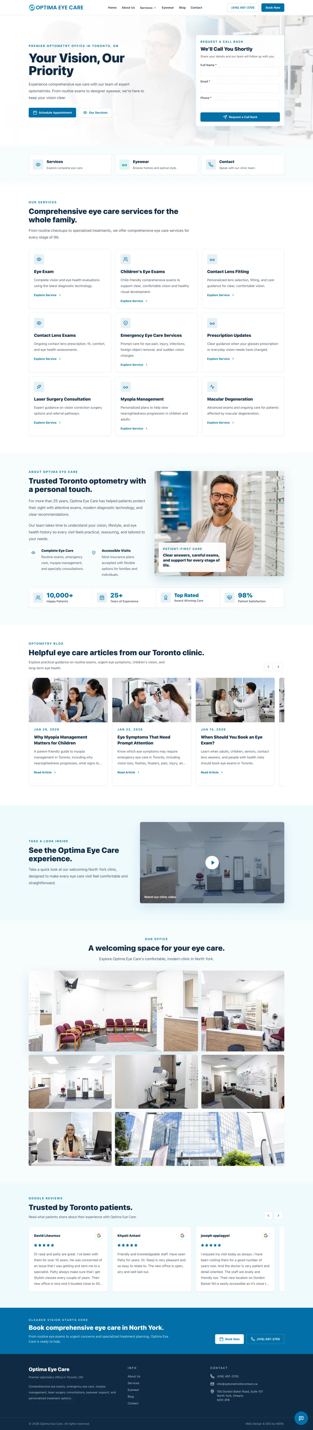 Optima Eye Care homepage preview