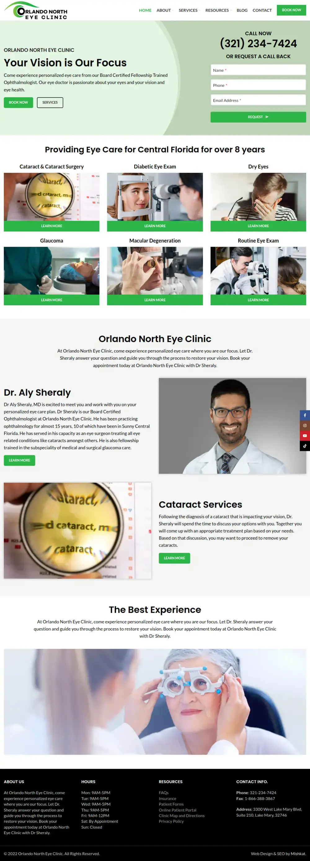 Orlando North Eye Clinic homepage preview