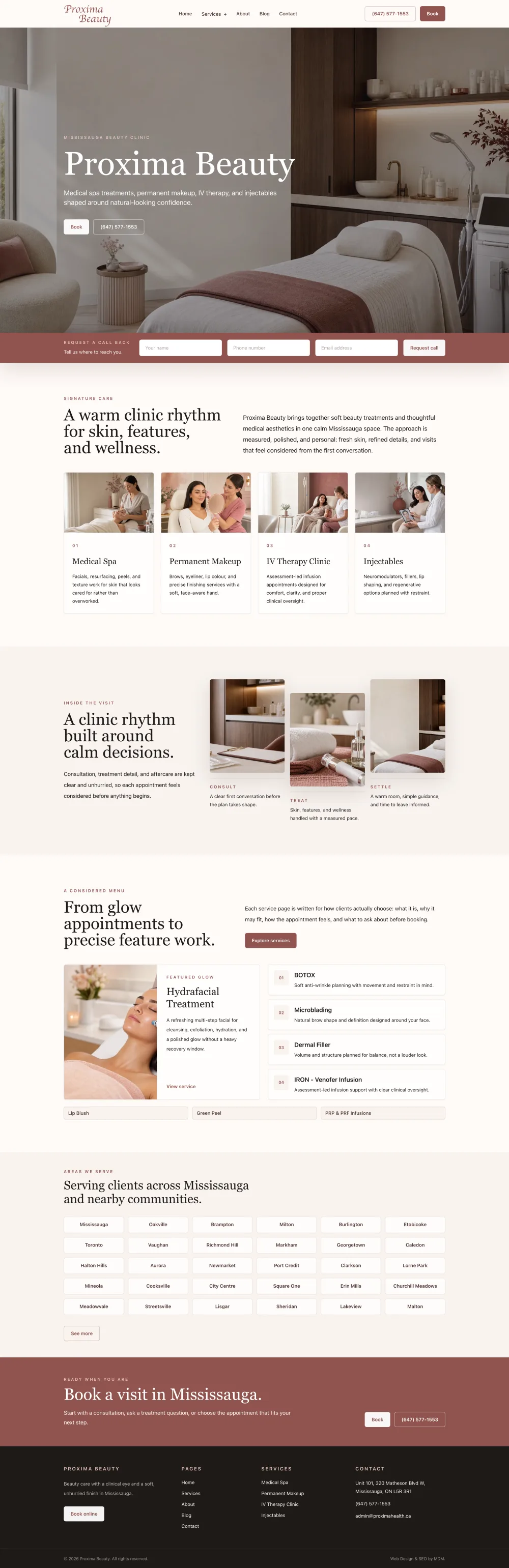 Proxima Beauty homepage preview