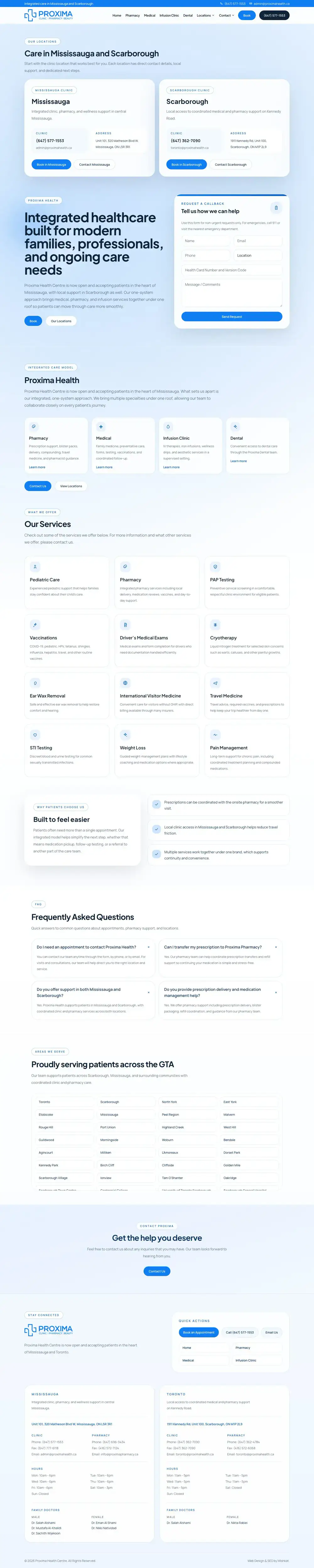 Proxima Health homepage preview