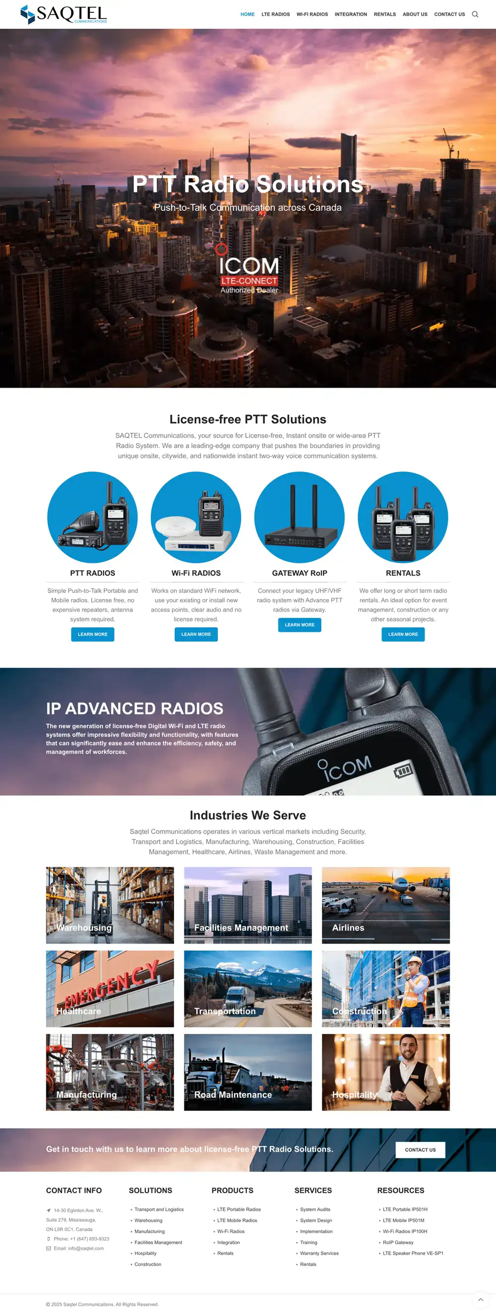 Saqtel Communications homepage preview