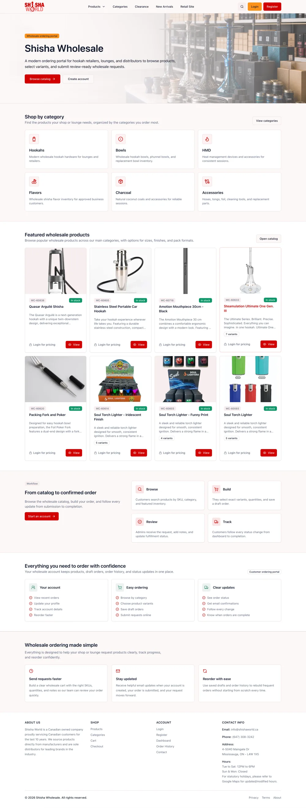 Shisha Wholesale homepage preview