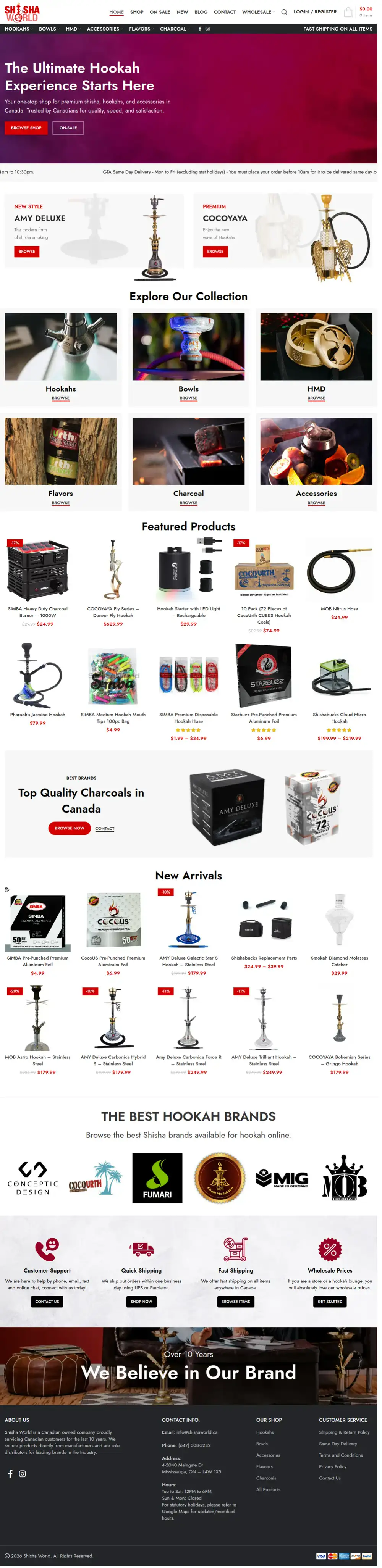 Shisha World homepage preview