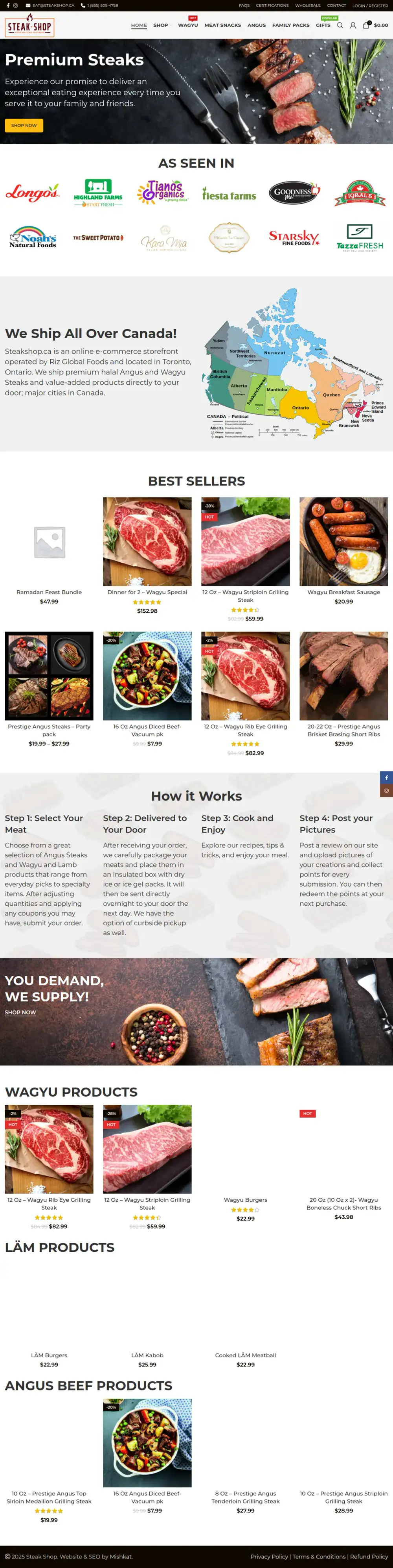 Steak Shop Canada homepage preview