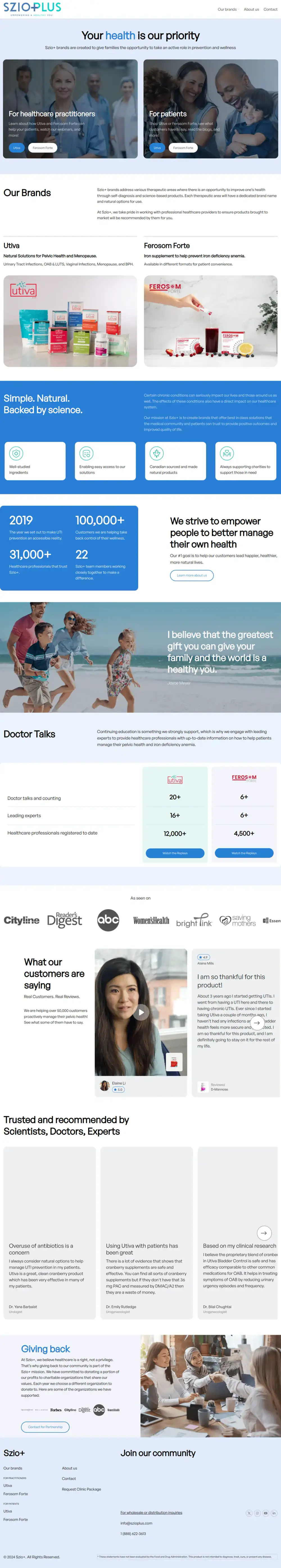 Szio+ homepage preview