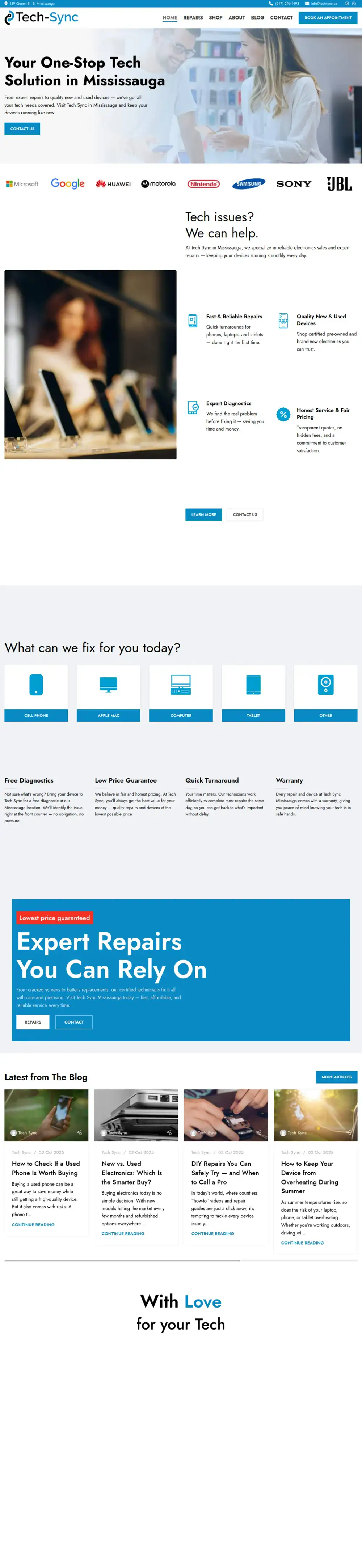 Tech Sync homepage preview