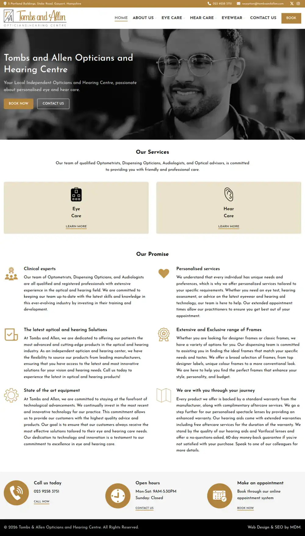 Tombs & Allen homepage preview