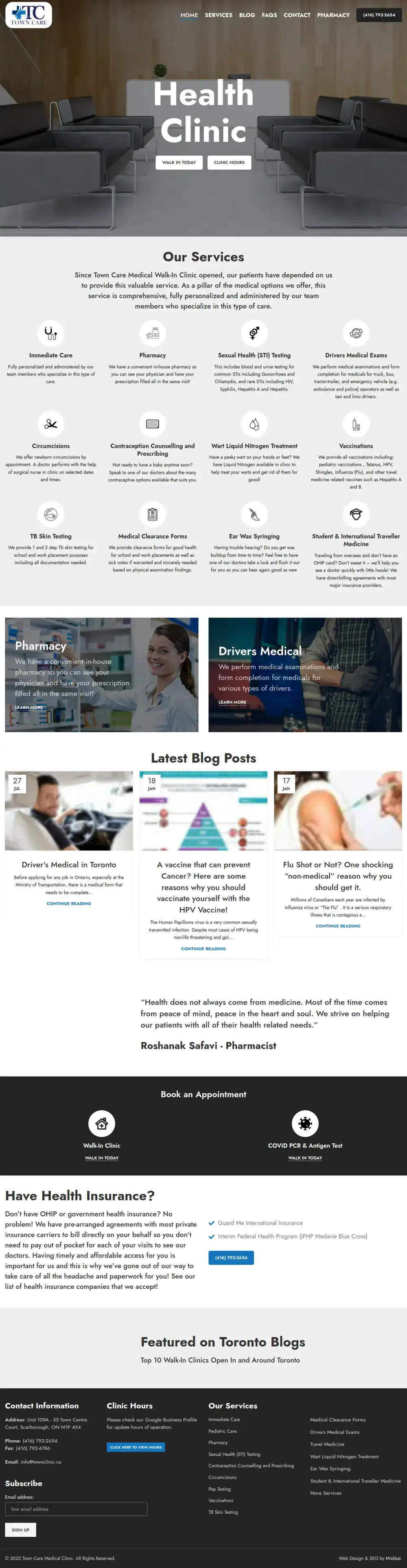 Town Care Medical Clinic homepage preview