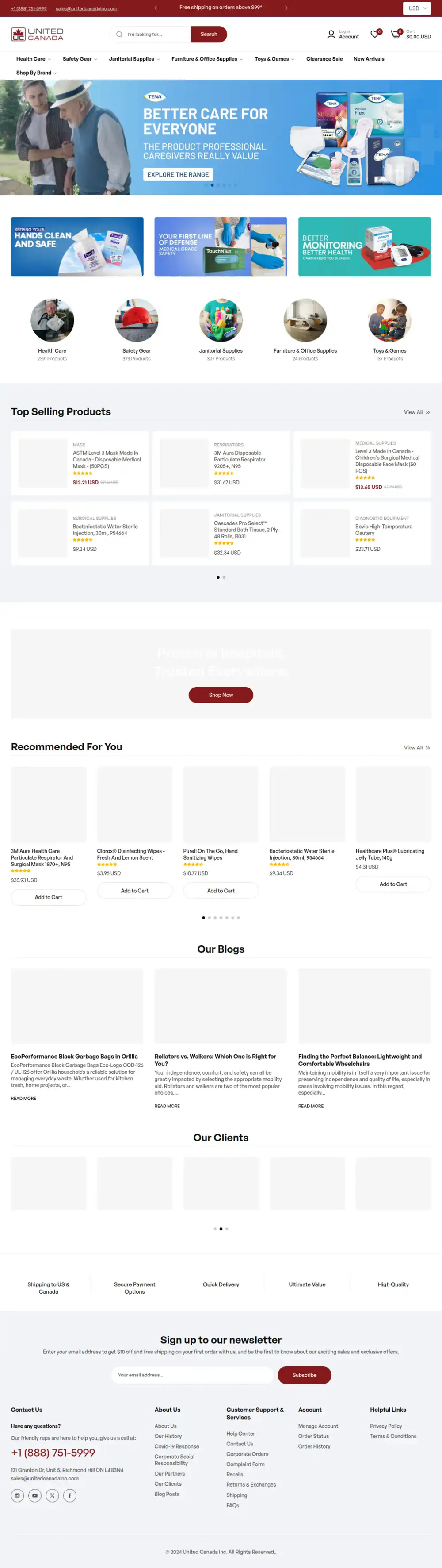 United Canada Inc. homepage preview