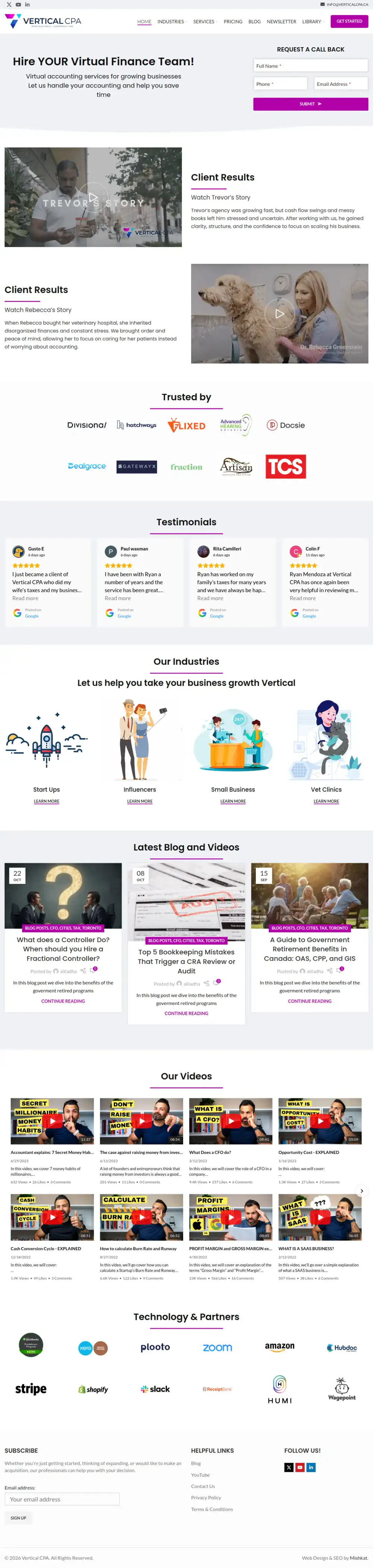 Vertical CPA homepage preview