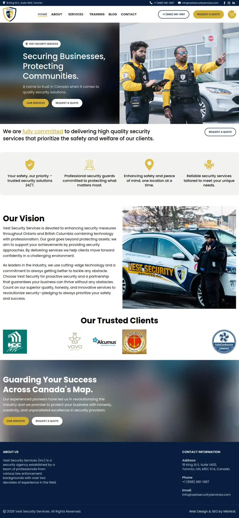 Vest Security Services homepage preview
