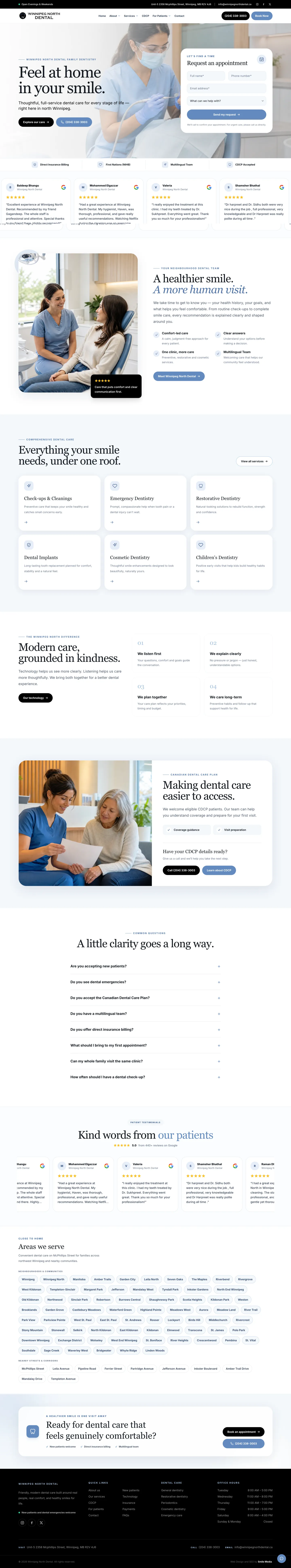 Winnipeg North Dental homepage preview