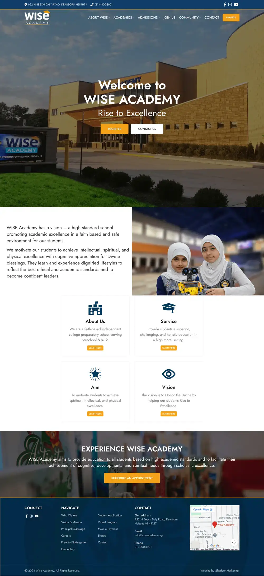WISE Academy homepage preview