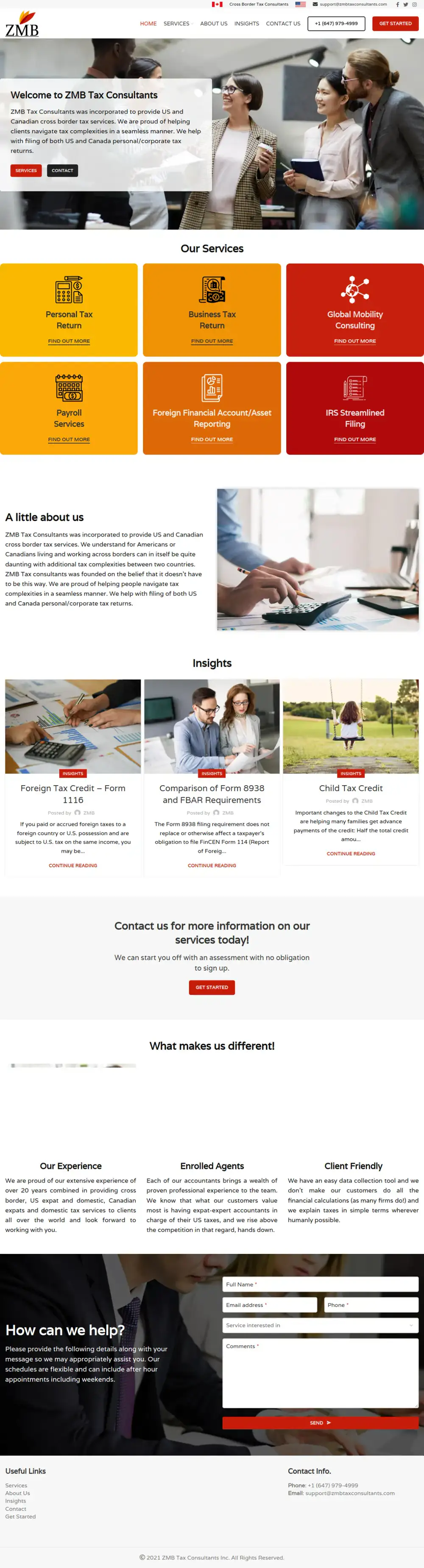 ZMB Tax Consultants homepage preview